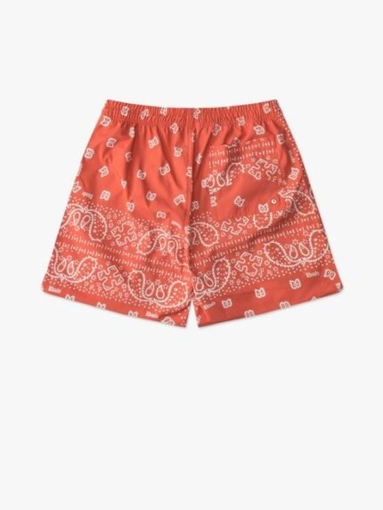 Stylish Rhude Bandana Print Swim Shorts for a trendy summer look. Comfort meets fashion effortlessly.
