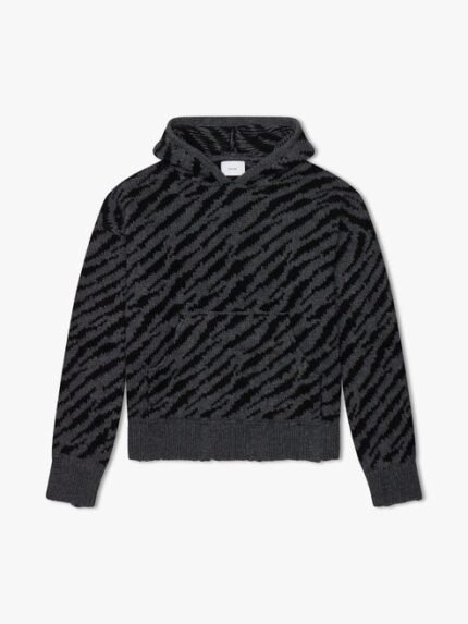 Rhude Zebra Knit Hoodie - Make a bold statement with the Rhude Zebra Knit Hoodie, featuring a striking zebra pattern that adds a touch of wild style to your streetwear."